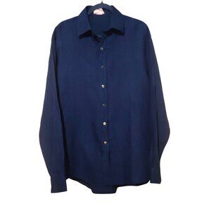 Michelle Farmer inen Mature Collar Button L-Sleeve Lightweight Comfy Shirt XL